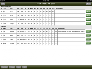 iPad Team Sheet